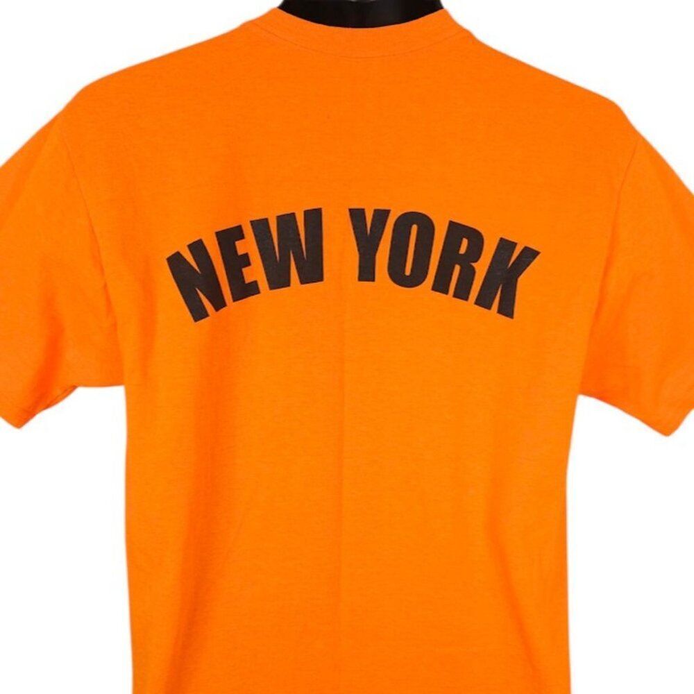 Vintage Team New York T Shirt Mens Size Medium Orange Y2K NYC